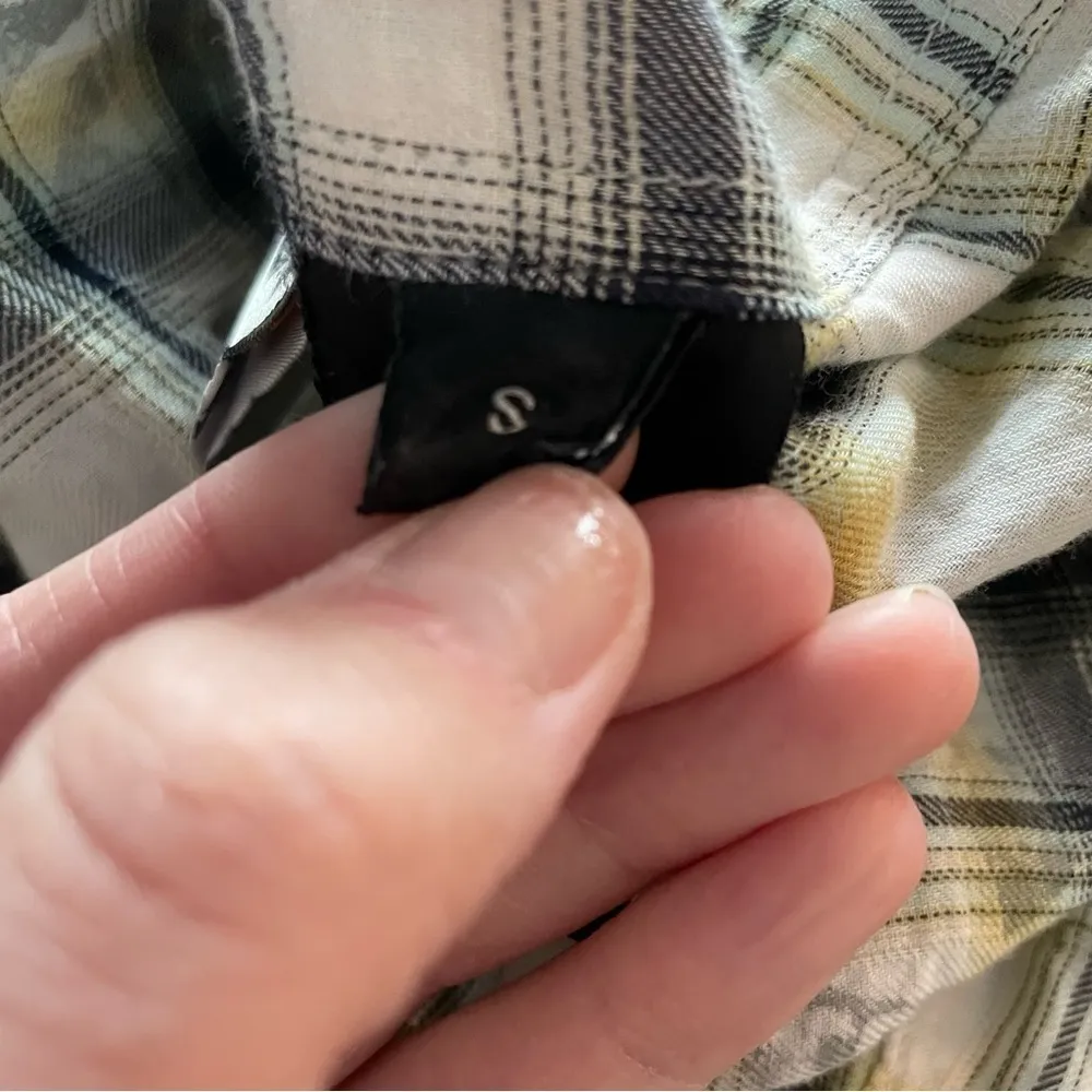 White Blue and Yellow Plaid Long Sleeve Button Down Shirt - Image 6