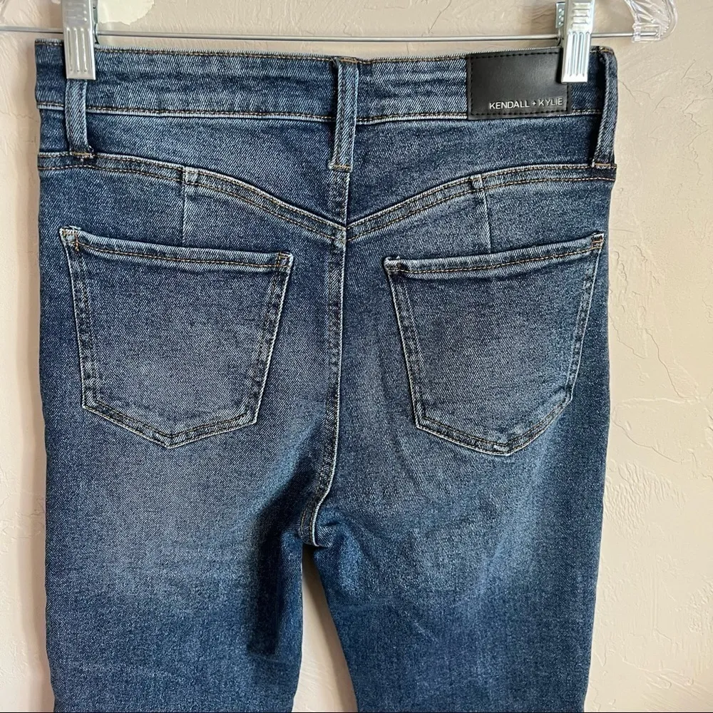 Kendall + Kylie The Icon High‎ Rise Straight Distressed Cropped Denim Jeans - Image 7