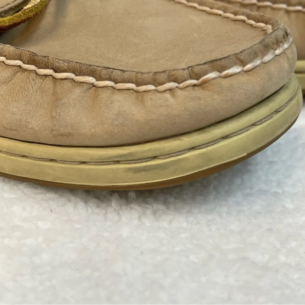 SPERRY TOP SIDER Bluefish Linen Gold Suede Leather Boat Shoes Women's Size US 8 - Image 11