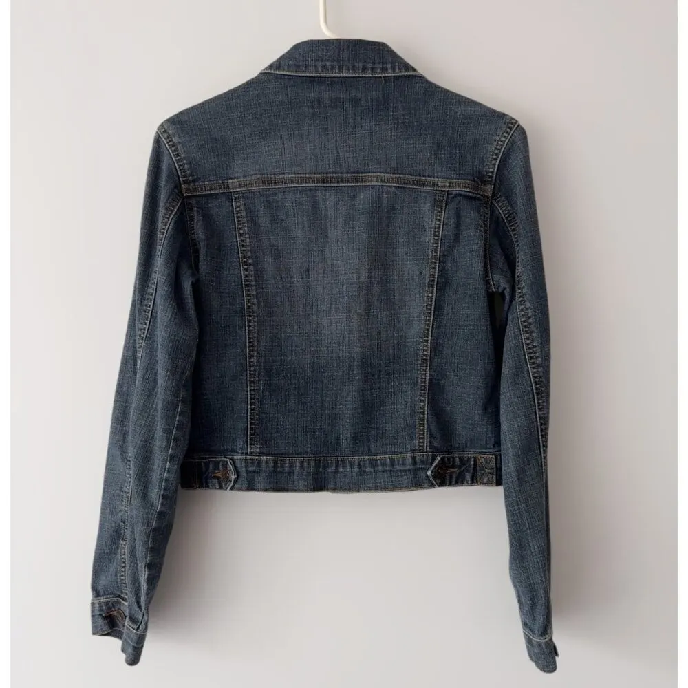 CLASH Women's Embellished Front Pockets Denim Jean Jacket Size S Blue - Image 2