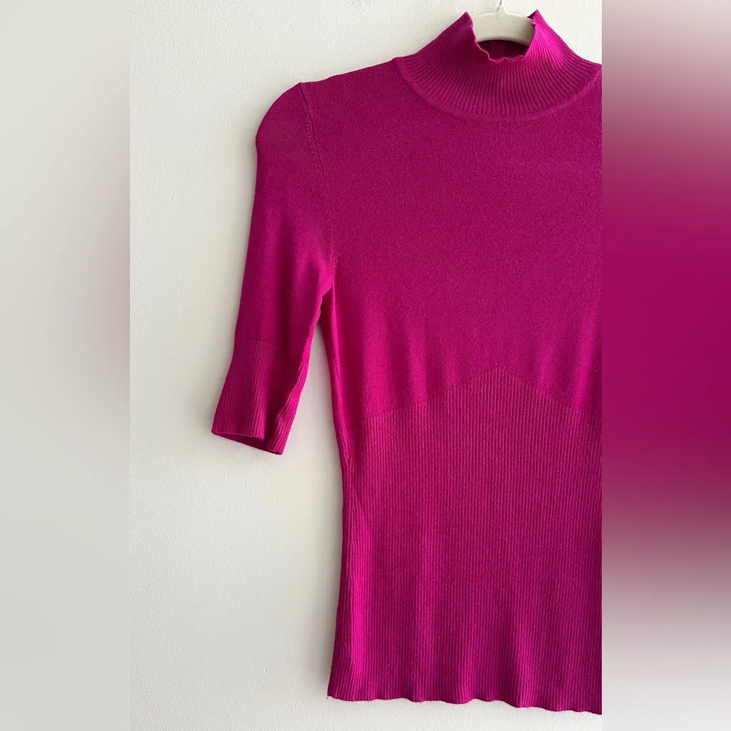 Express Design Studio Fuchsia Keyhole Back Mockneck Sweater, Size XS - Image 2
