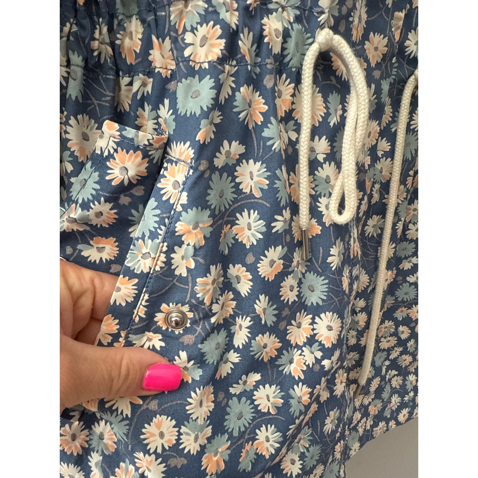 Madewell Preppy Ruffle-Neck Anorak‎ Raincoat French Floral Blue Moon Size Smalll - Image 9