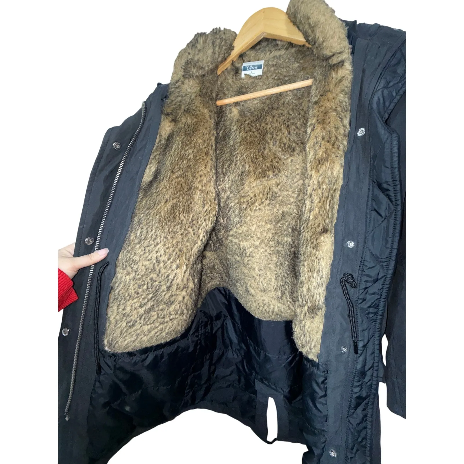 Abercrombie & Fitch Black Brown Fur Hood Zip Up Winter Snow Ski Jacket Womens S - Image 8