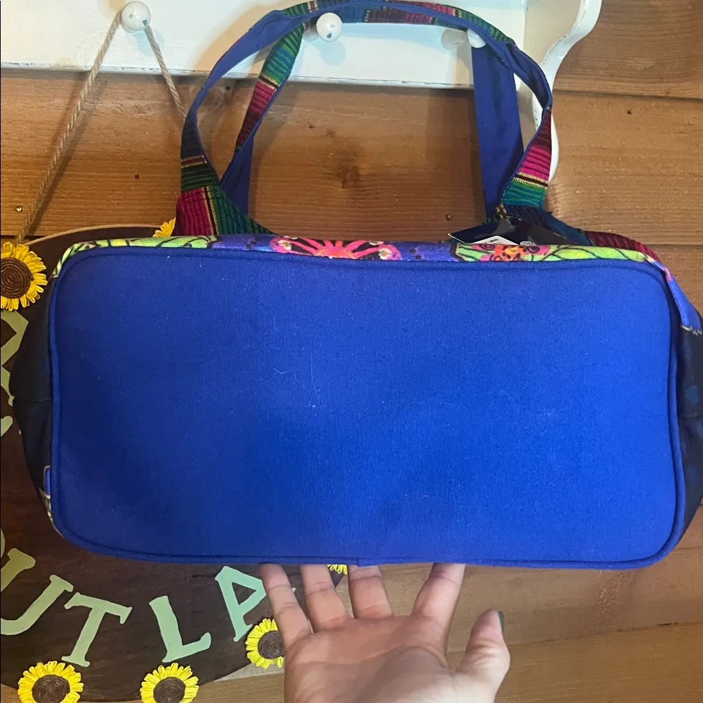 NWT Laurel Burch Three Amigos Dog Cat Large Tote Bag Zip Shoulder Purse Canvas Black - Image 4