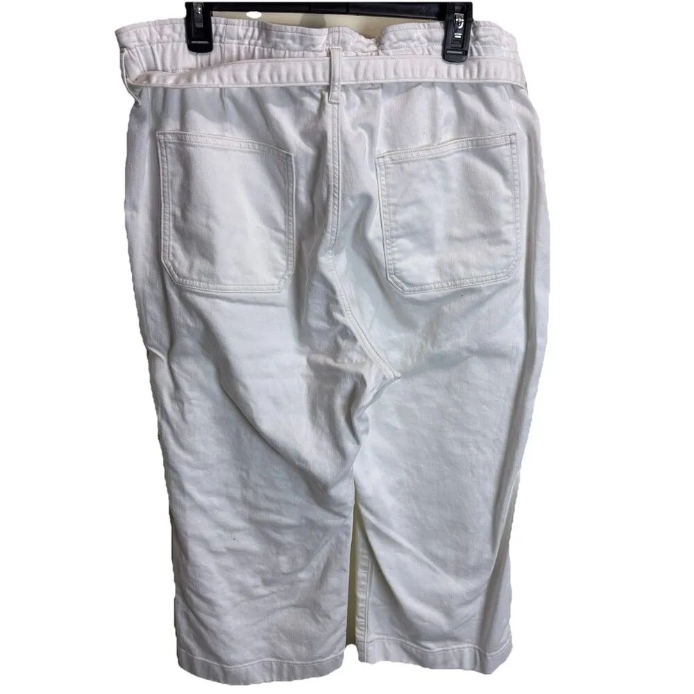 J. Crew Jeans Womens 34P White Wide Leg Cropped Paperbag High Rise Belt Denim Size undefined - Image 5