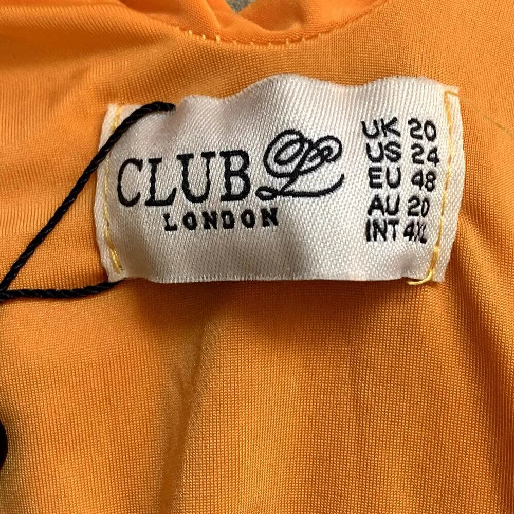 NWT Club L London Drapey Ruched Mini Dress in Autumn Glory Orange Size XXL - Image 4