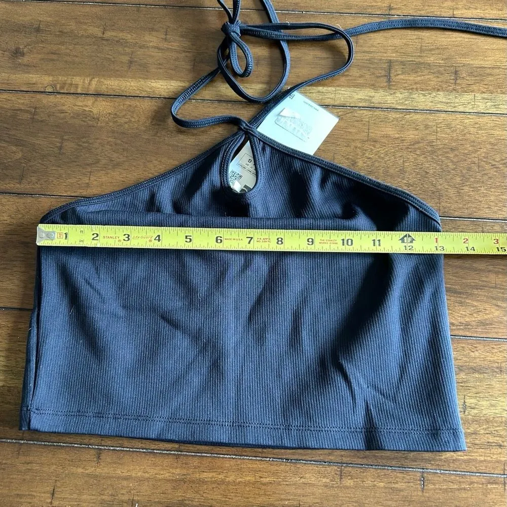 Zara Black ribbed keyhole cropped halter top Size Large NEW - Image 7