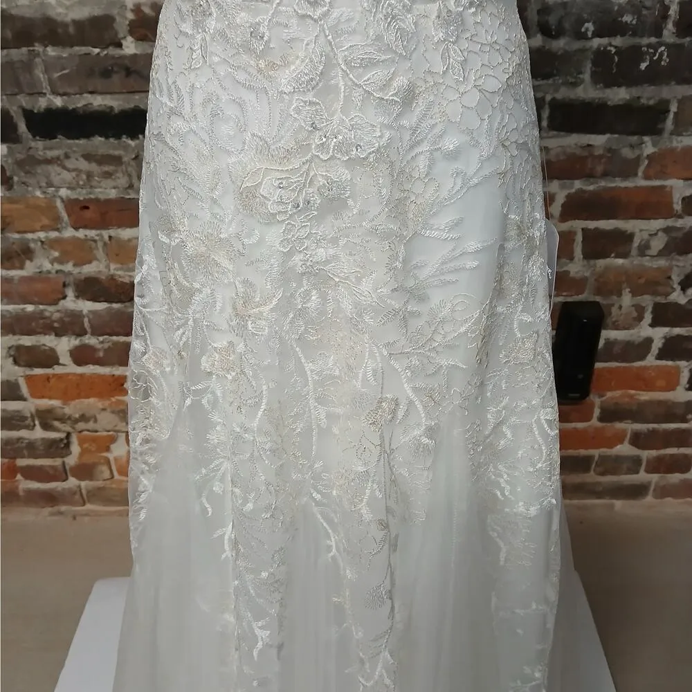 Lulus Bridal Wedding Gown Dress Size Small White Embroidered Beaded Sleeveless - Image 11