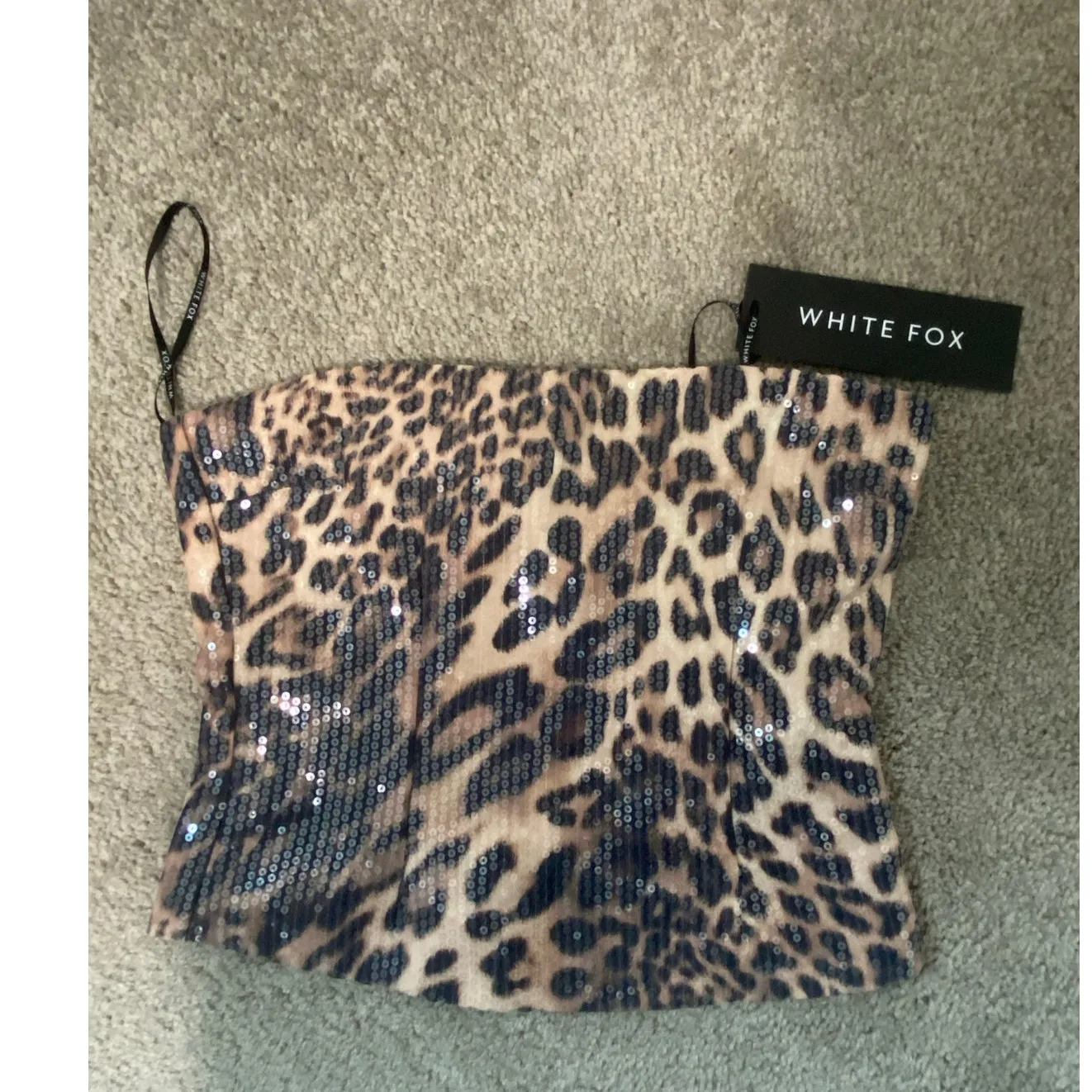 New Whitefox Boutique Make It Real Strapless Sequin Bustier, Size Small - Image 2