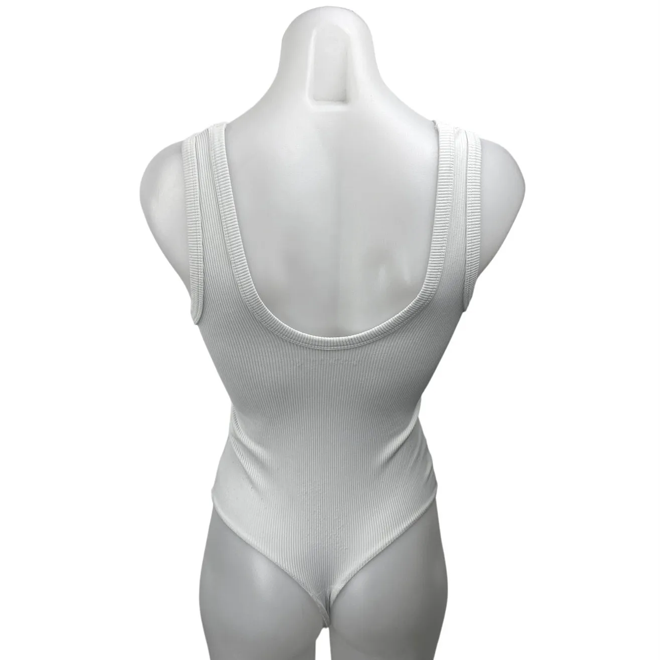 Abercrombie & Fitch White Rib Knit Sleeveless Sweater Bodysuit Tank Top Size XS - Image 2