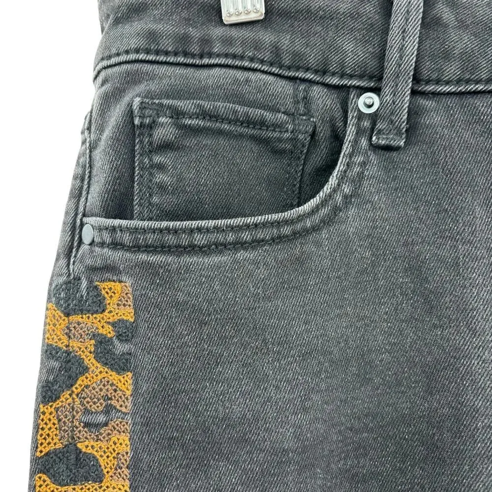 Driftwood Gizelle Skinny‎ Fit Ankle Jeans with Cheetah Stripe Black Size 28 - Image 6