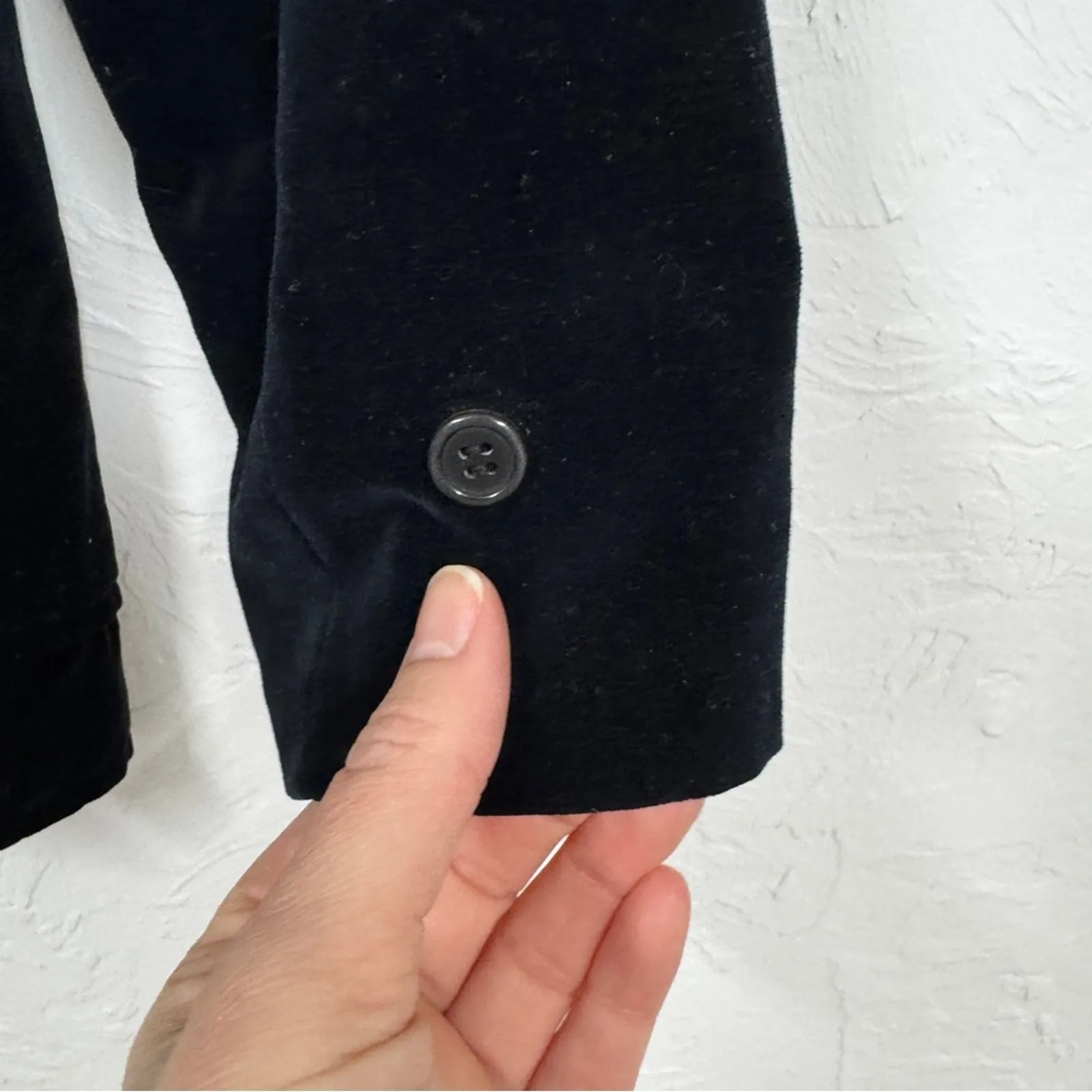 Vintage Dark Blue Velvet Blazer Jacket Womens 8 Classic Preppy Academia 90s - Image 5