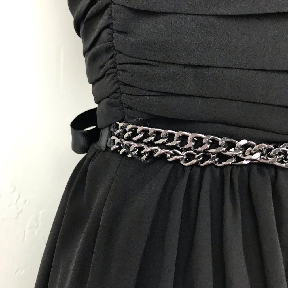 EXPRESS Black One Shoulder Chiffon Belted Dress 4 - Image 4