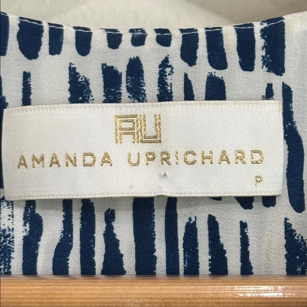 Amanda Uprichard Navy V-neck Geometrical Sleeveless Silk Mini Tunic Dress size S - Image 10