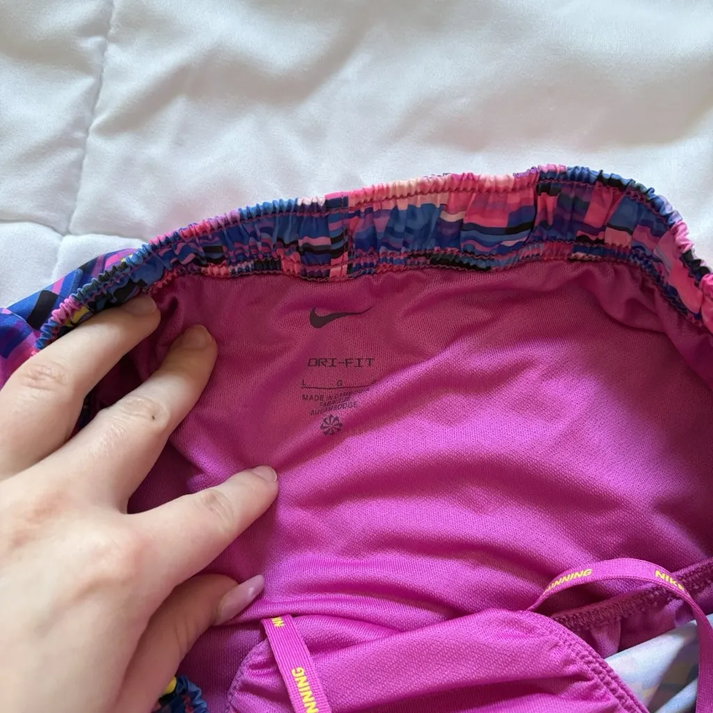 Nike Shorts Womens Size Large Pink Dri-Fit Lined Athletic Running Drawstring - Image 4