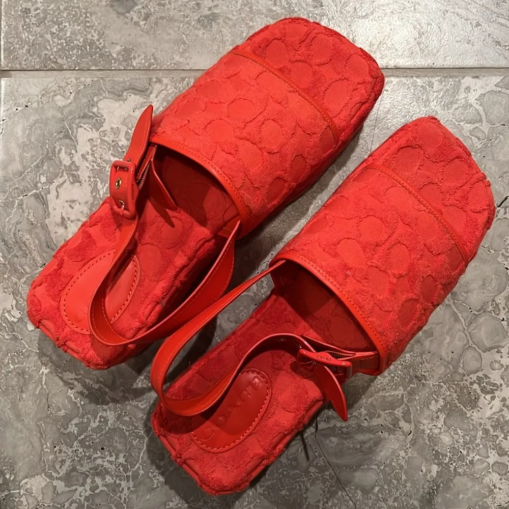 COACH Noelle Terry Cloth Sandal, Red Orange Size 11 Comes in Box - SOLD OUT! - Image 4