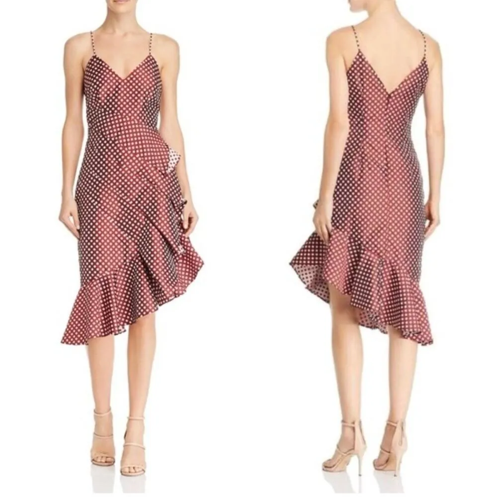 KEEPSAKE The Label Love Light Polka Dot Ruffle Dress Size Small Party Wedding Red - Image 2