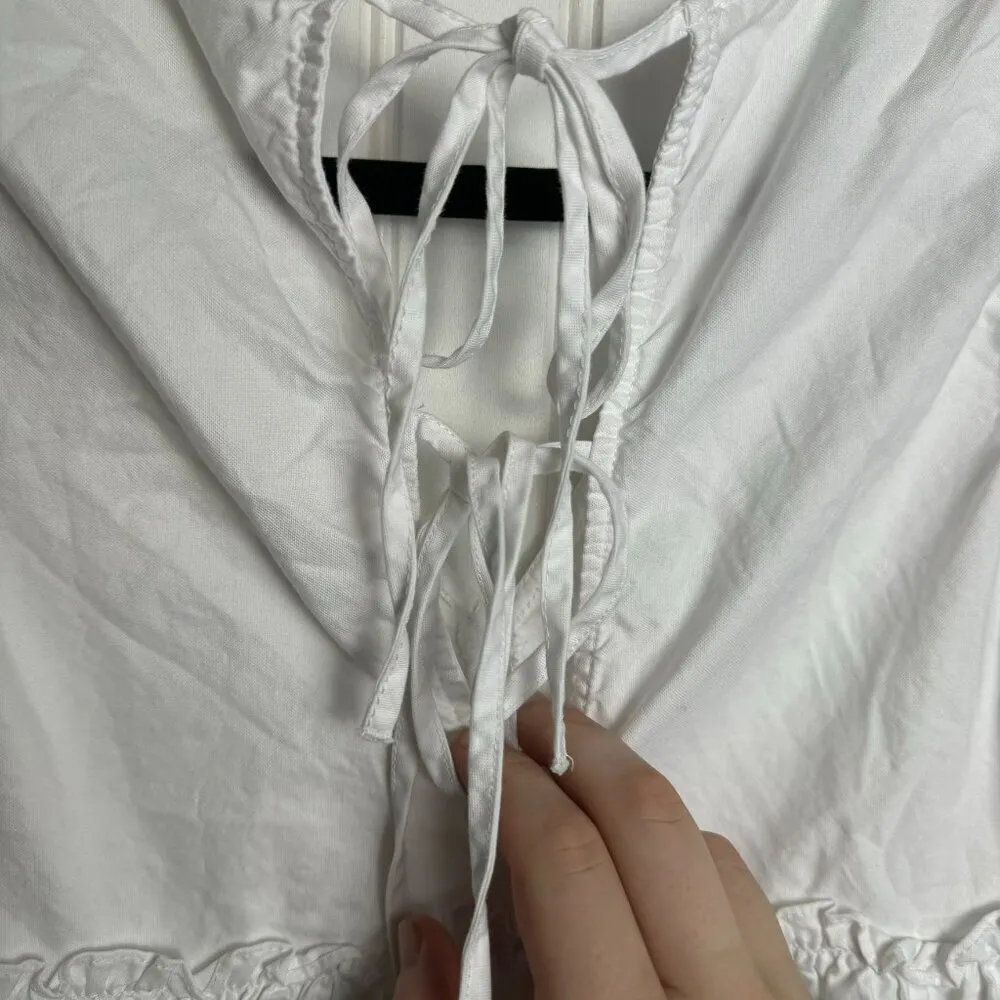 Zara TRF White Babydoll Top Sleeveless, Tie Back - Image 7