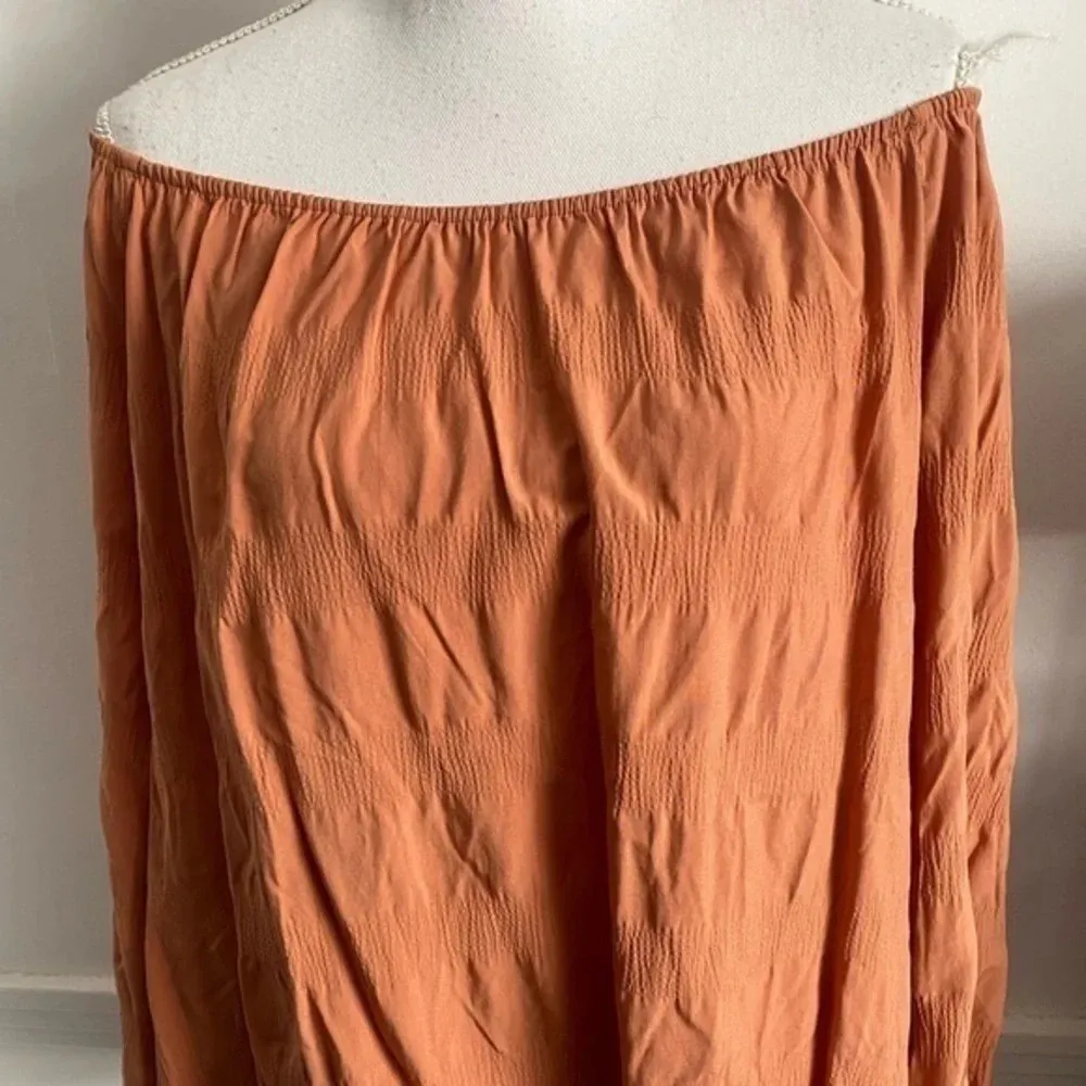 Elizabeth & James • Pastel Orange Ruched Off The Shoulder Blouse - Image 2