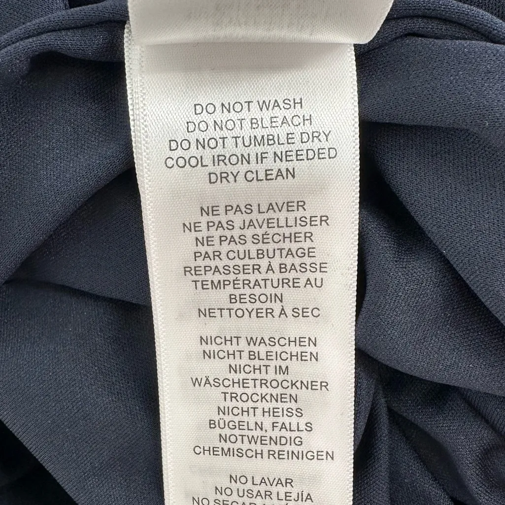 Adrianna Papell Draped Crepe Illusion Dress size 4 in Midnight Navy Sleeveless - Image 13