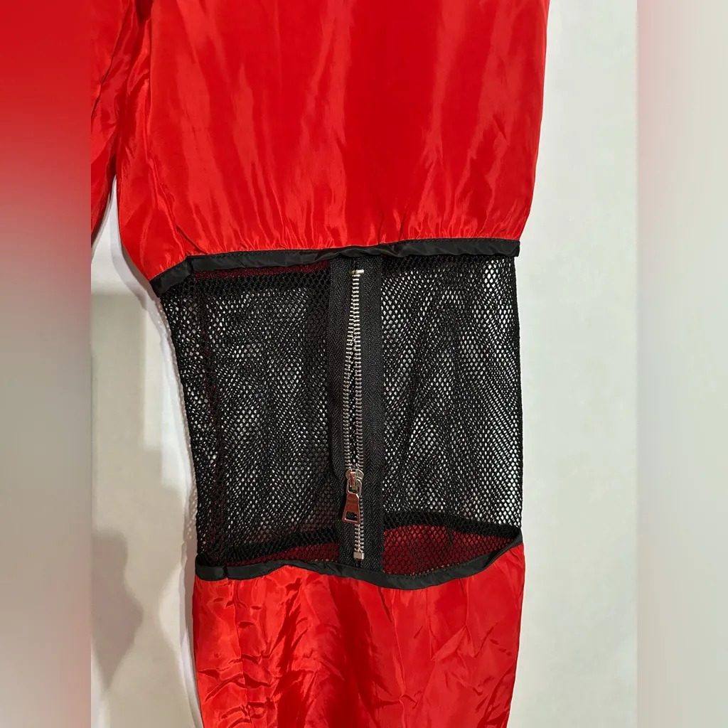 Red Mesh Zip Utility Cargo Pants Cyberpunk Streetwear Parachute Style Size Large - Image 9
