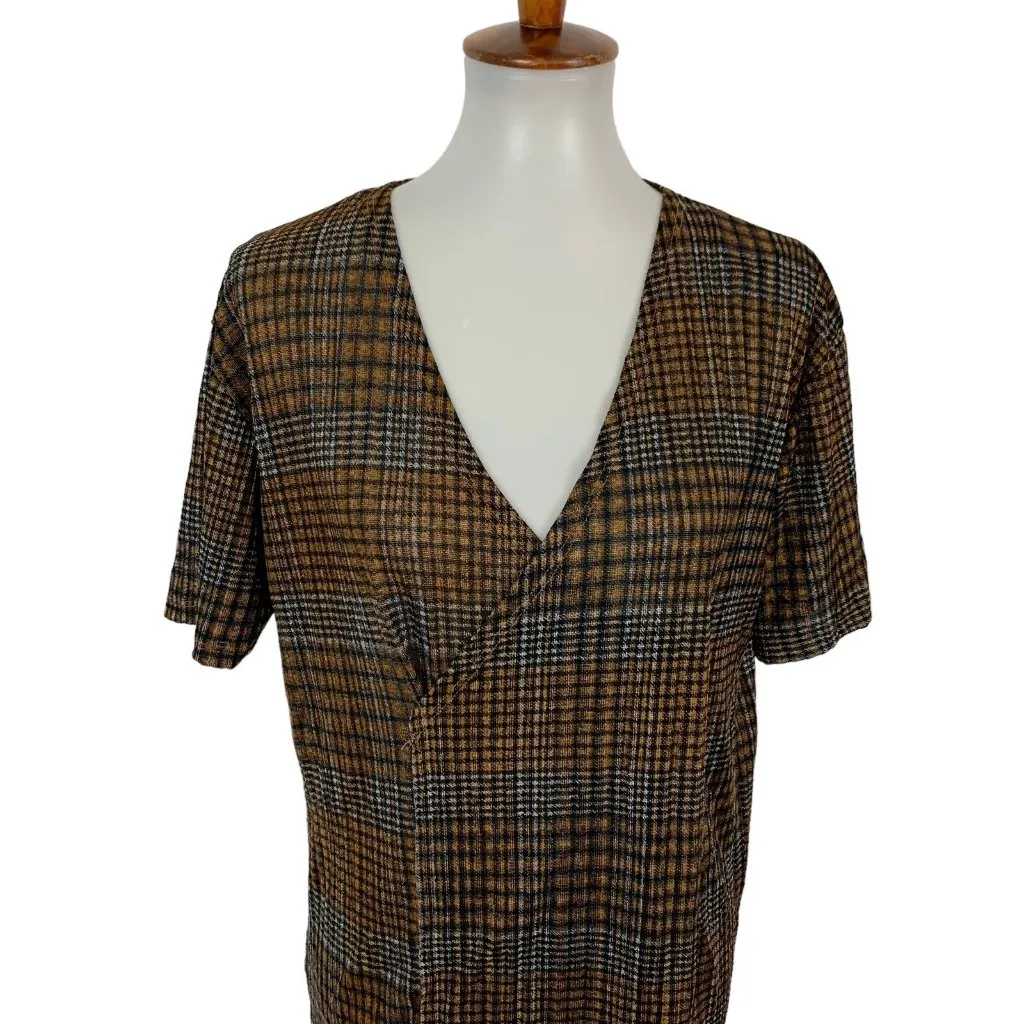 ZARA  Top Small Brown Short Sleeve Casual Classic Neutral Essential - Image 2