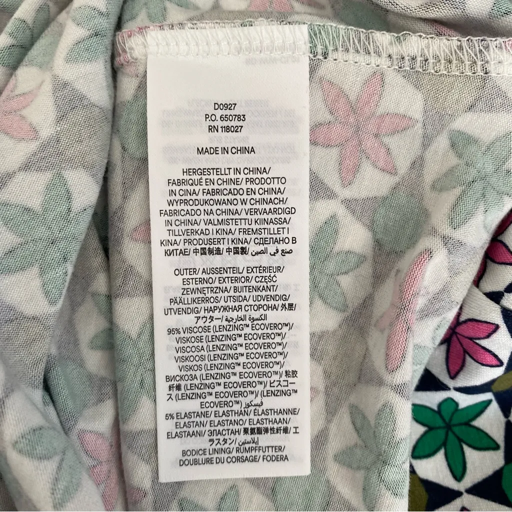 Boden Ellie Flutter Maxi Tea Dress Jersey Knit size 10 Multi Botanic Tile Mosaic - Image 10