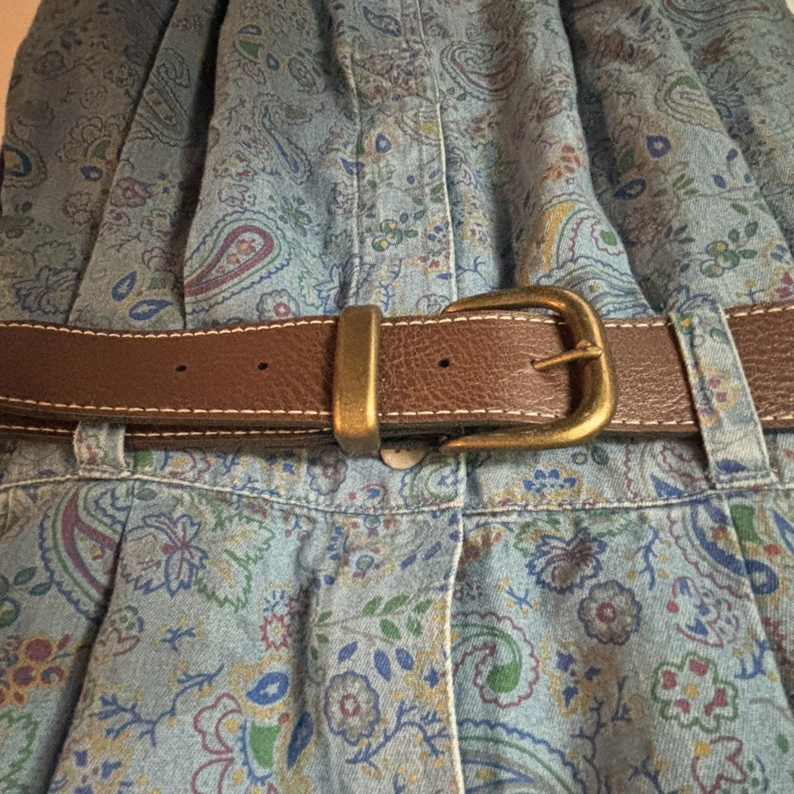 Vtg 90s Liz Claiborne Lizwear Denim Shirt Dress Midi Western Cottagecore S/M - Image 10