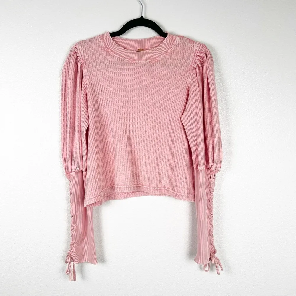 Free People Tasha Puff‎ Sleeve Thermal Top Sz XS - Image 8