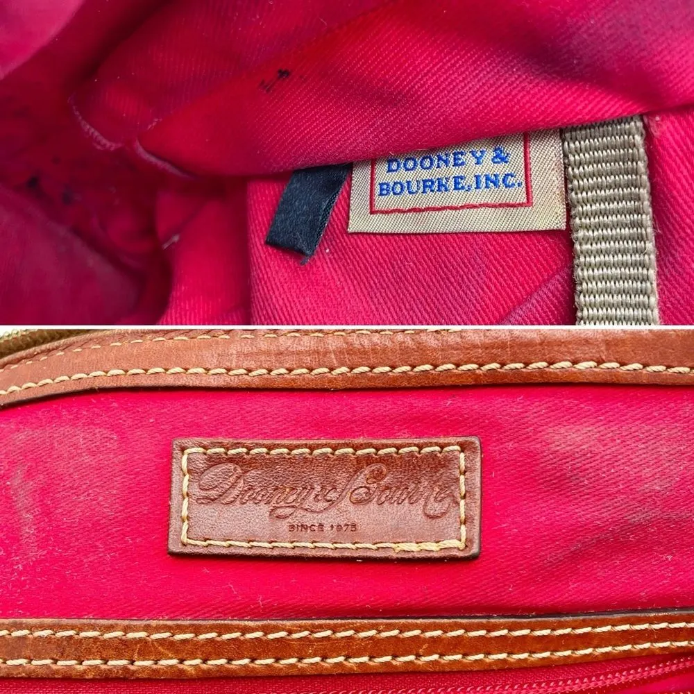 Dooney & Bourke Pebble Grain Zip Around Satchel Black & Cognac Brown Leather Bag - Image 14