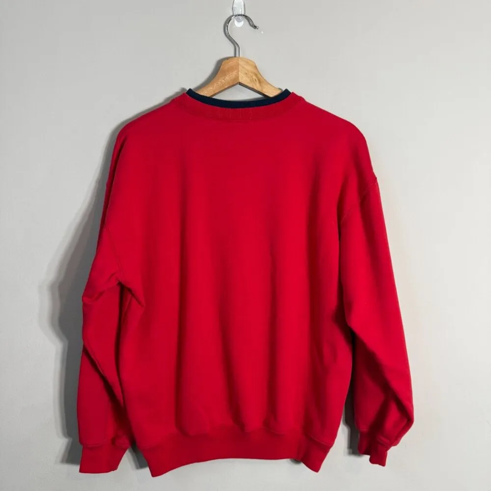 Vtg Deadstock Cat Lover Applique Mock Neck Sweatshirt Pullover Womens Medium Red - Image 3