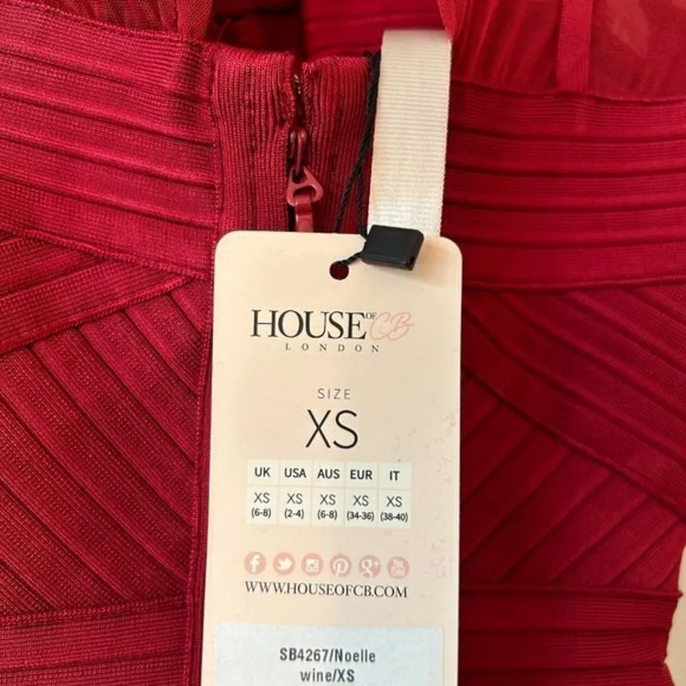 House of CB Noelle Wine Bandage Mesh Dress Size XS NWT - Image 10