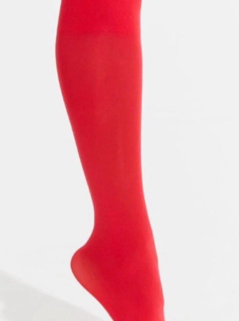 Red Nylon Knee High Socks New - Image 3