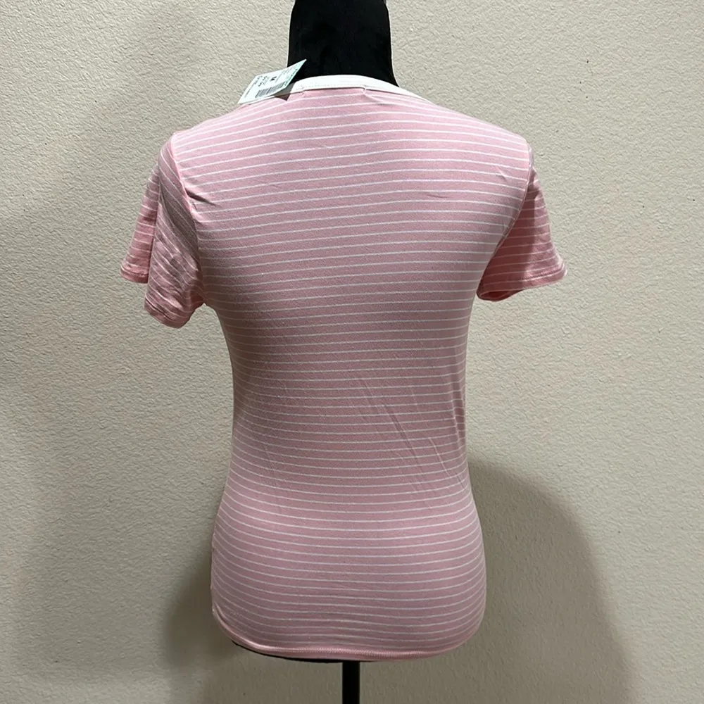 Pink & White Striped Tee - Image 2