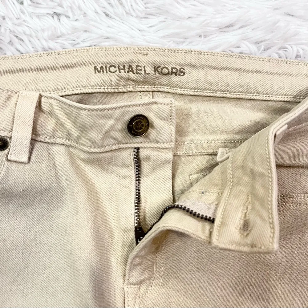 MICHAEL KORS Women’s Mid-Rise Light Tan Cropped Skinny Jeans 8 - Image 7