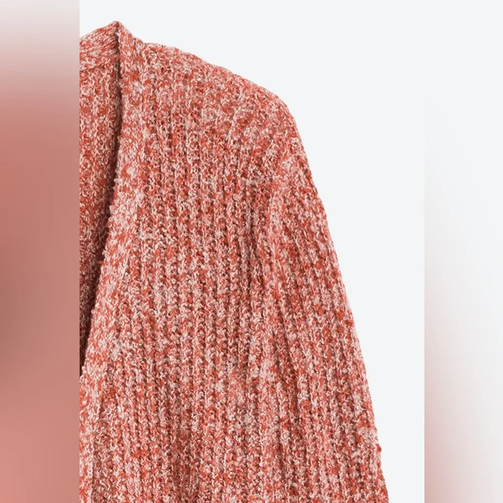 BB Dakota By Steve Madden Odetta Longline Cardigan Sweater Salmon S NWT Pockets - Image 6