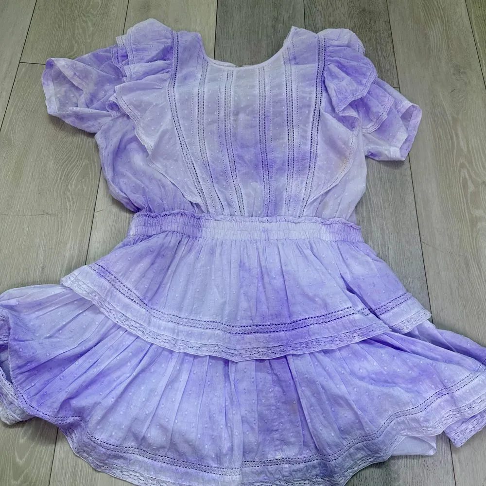 Love Shack‎ Fancy Natasha Heritage mini ruffle dress purple size large pastel - Image 8