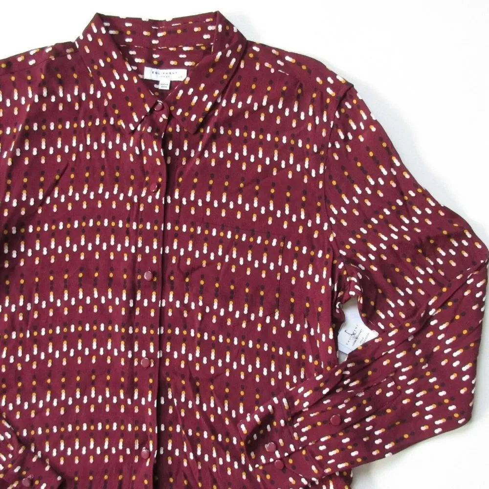 NWT Equipment Lemma in Tawny Port Multi Dot Woven Viscose Button Down Shirt L - Image 2