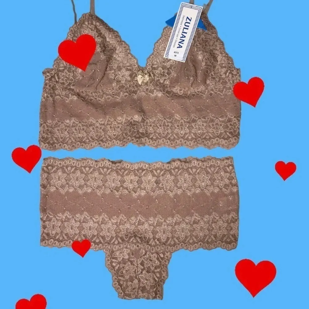 Zuliana Size Medium Tan 2pc Lace Lingerie Set. Made in Brazil. New With Tags - Image 6