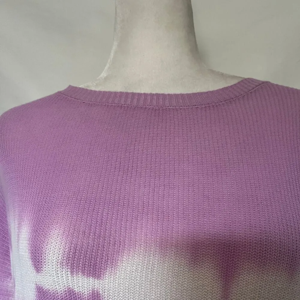 FATE Tie Dye Wrap Back Womens Sweater Sz M Purple Hippie Cotton Balloon New - Image 2