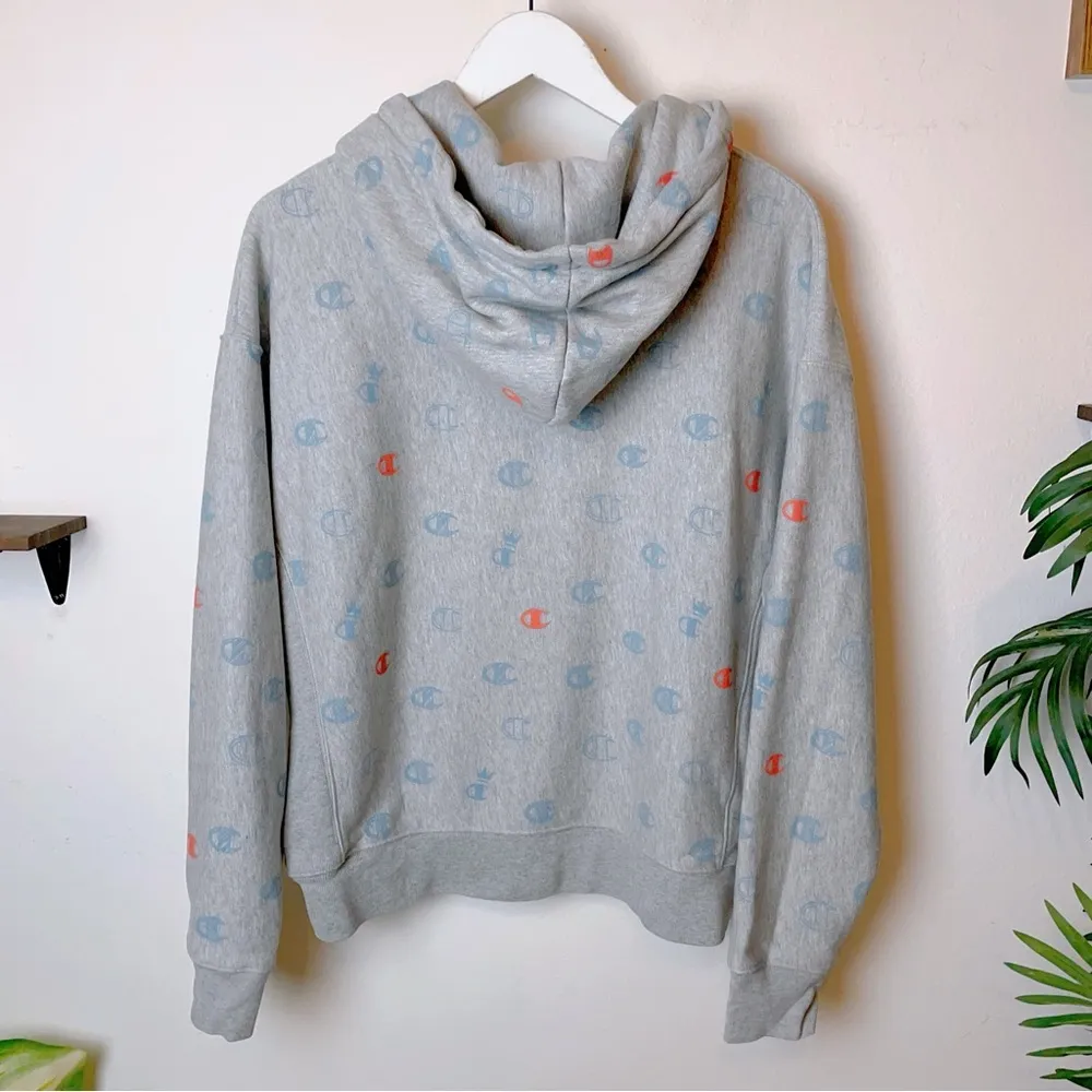 Champion Silver Allover Logo Print Hoodie - Image 6