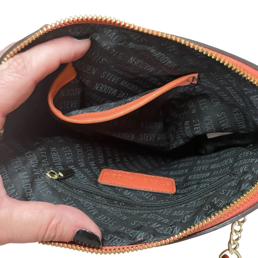 Steve Madden Maggie‎ Dome Crossbody Bag Terracotta Rust Zip Close Faux Leather - Image 5