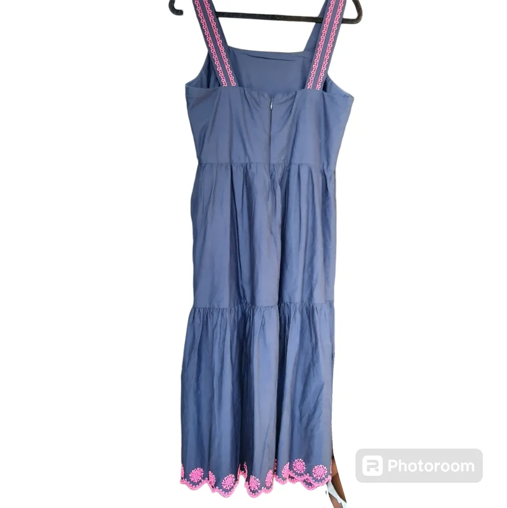 J Crew Embroidered Scalloped Tiered Dress size 4 - Image 4