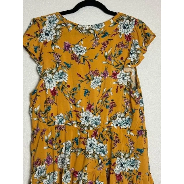 Live to Be Spoiled Junior's XXL Dress Yellow Floral Tiered Ruffle Summer Cottage - Image 10