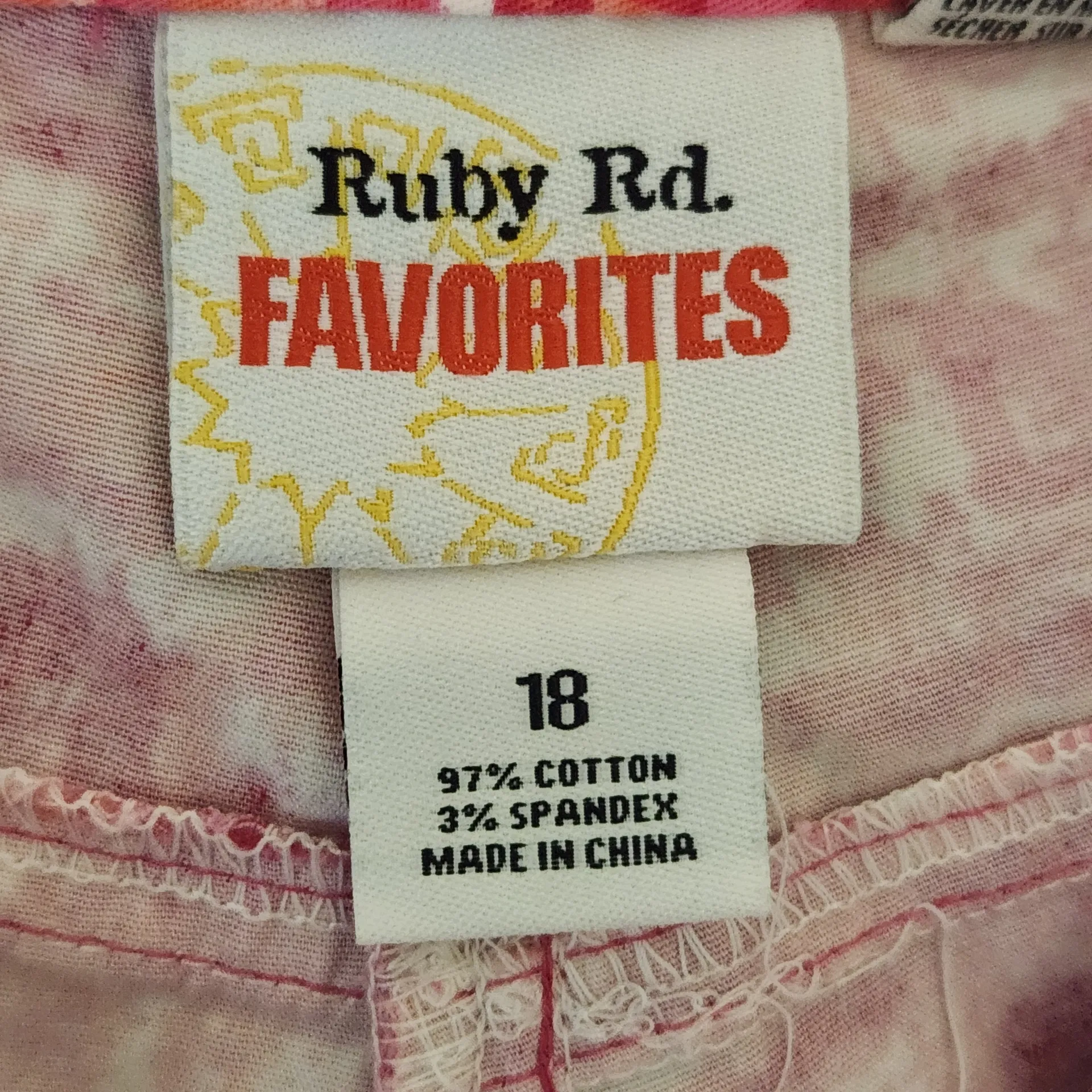 Ruby Rd. Pink Print Tapered Leg Cropped Pants Size 18 Pink Capri Pants - Image 5