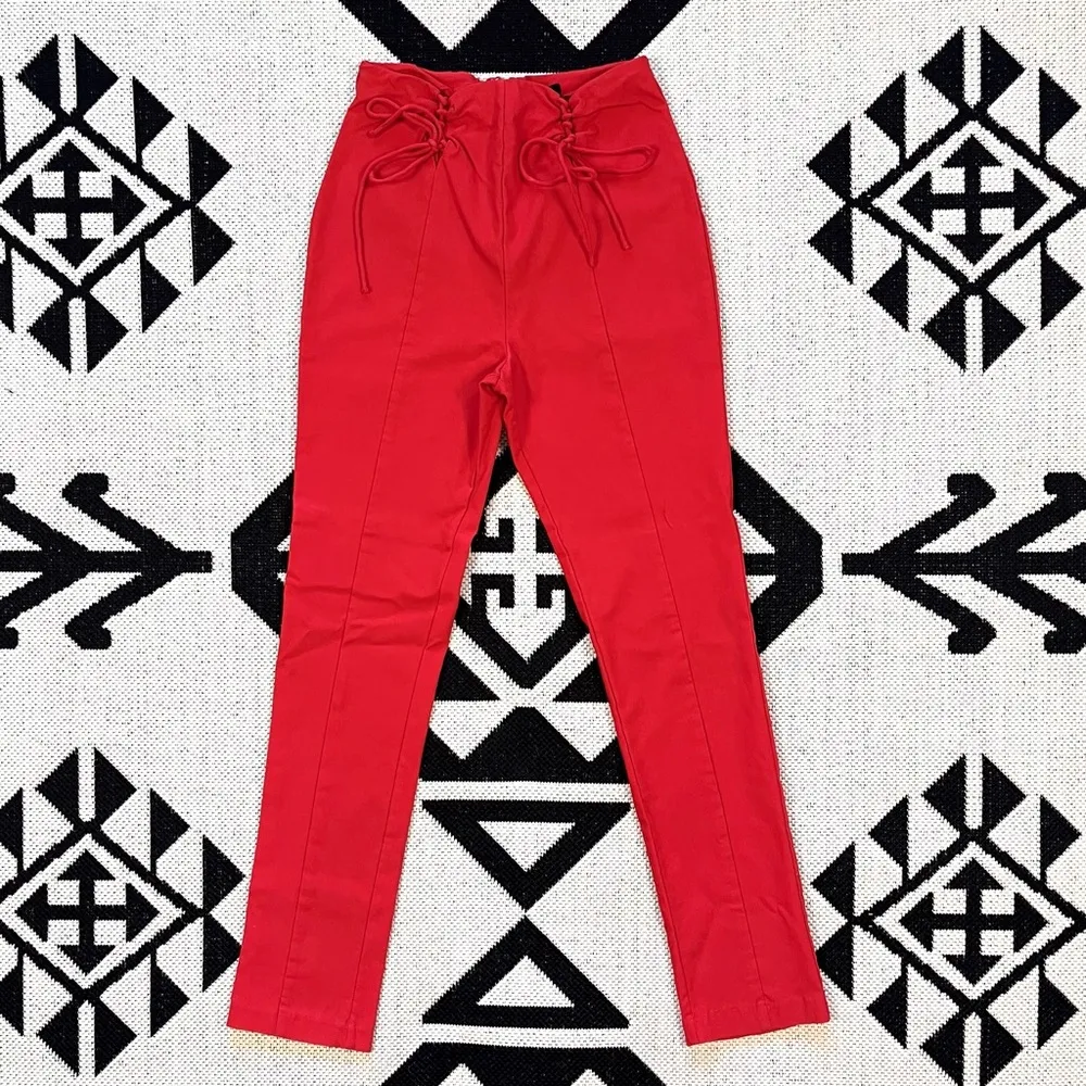 NBD x Revolve Alessia Lace Up Waist Pant in Red Small - Image 5