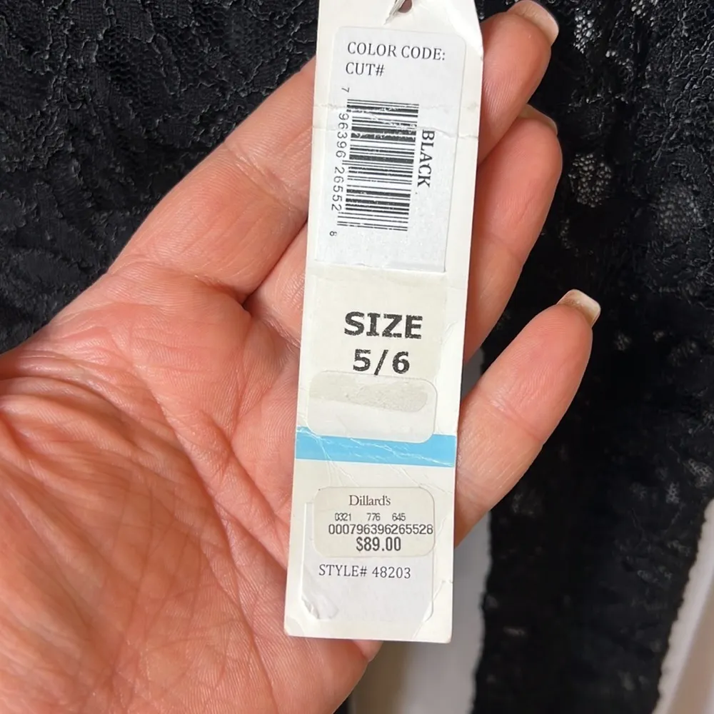 JUMP Apparel Lace Longsleeve Deep Plunge Sheer Holiday Mini Dress Size 6 Vintage - Image 6