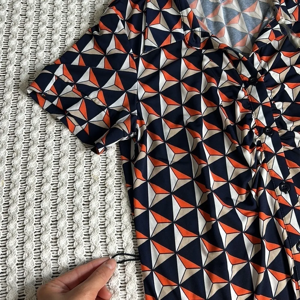 MSK • geometric abstract print shirt dress Blue Size L - Image 7