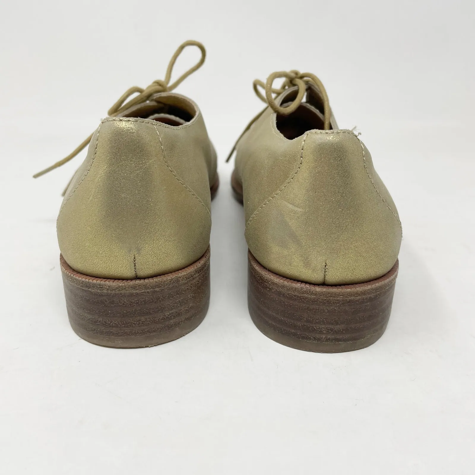 Madewell Frances Light Gold Metallic Leather Lace Up Oxford Shoes Womens 7.5 - Image 9