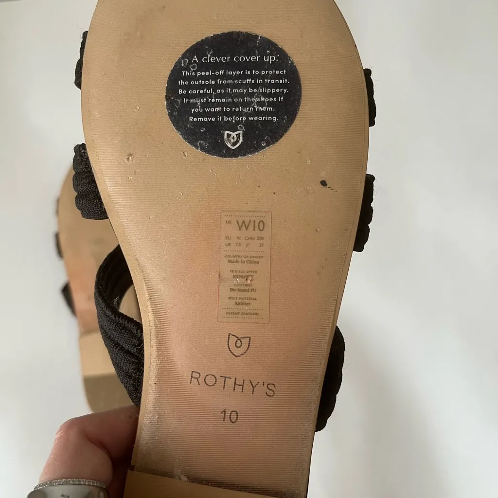 Rothy’s Triple Band Woven Slide Sandals Black Size Women’s 10 - Image 6